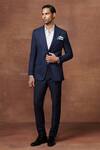 Buy_Raghavendra Rathore Jodhpur_Blue Wool Plain Eclat Tuxedo Jacket _at_Aza_Fashions