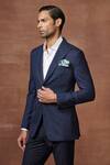 Raghavendra Rathore Jodhpur_Blue Wool Plain Eclat Tuxedo Jacket _Online_at_Aza_Fashions