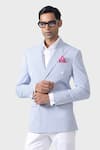 Raghavendra Rathore Jodhpur_Blue Cotton Striped Regal Double Breasted Tuxedo Jacket _at_Aza_Fashions