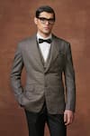 Raghavendra Rathore Jodhpur_Grey Wool Plain Solid Textured Tuxedo Jacket _Online_at_Aza_Fashions