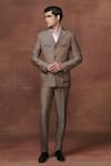 Buy_Raghavendra Rathore Jodhpur_Brown Wool Plain Collared Tuxedo Jacket And Pant Set _at_Aza_Fashions