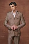 Buy_Raghavendra Rathore Jodhpur_Brown Wool Plain Collared Tuxedo Jacket And Pant Set _Online_at_Aza_Fashions