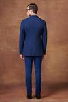 Shop_Raghavendra Rathore Jodhpur_Blue Wool Plain Tuxedo Jacket _at_Aza_Fashions