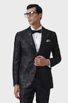 Raghavendra Rathore Jodhpur_Wine Suiting Abstract Pattern Saritorial Splendor Textured Tuxedo Jacket _Online_at_Aza_Fashions