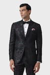 Buy_Raghavendra Rathore Jodhpur_Wine Suiting Abstract Pattern Saritorial Splendor Textured Tuxedo Jacket 