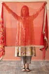 Swatti Kapoor_Red Handwoven 40gm Chanderi Block Printed Abu Floral Dupatta  _at_Aza_Fashions