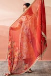 Buy_Swatti Kapoor_Red Handwoven 40gm Chanderi Block Printed Abu Floral Dupatta  