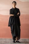 Buy_Swatti Kapoor_Black Shirt Woven Chanderi 40gm Alila Pintucked With Slip  _at_Aza_Fashions