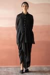 Swatti Kapoor_Black Shirt Woven Chanderi 40gm Alila Pintucked With Slip  _Online_at_Aza_Fashions