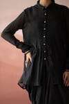 Shop_Swatti Kapoor_Black Shirt Woven Chanderi 40gm Alila Pintucked With Slip  _Online_at_Aza_Fashions