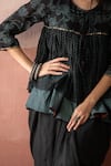 Buy_Swatti Kapoor_Black Woven 40gm Chanderi Block Printed Anippi Kedia Top  