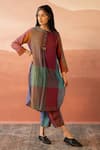 Buy_Swatti Kapoor_Multi Color Handwoven Yarn Dyed Silk Hand Block Printed Asim Kurta  _at_Aza_Fashions