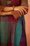 Swatti Kapoor_Multi Color Handwoven Yarn Dyed Silk Hand Block Printed Asim Kurta  _Online_at_Aza_Fashions