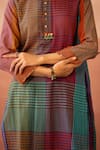 Buy_Swatti Kapoor_Multi Color Handwoven Yarn Dyed Silk Hand Block Printed Asim Kurta  _Online_at_Aza_Fashions