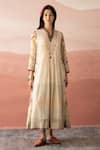 Buy_Swatti Kapoor_White Woven 40gm Chanderi Block Aziz Kurta With Slip  _at_Aza_Fashions