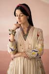 Shop_Swatti Kapoor_White Woven 40gm Chanderi Block Aziz Kurta With Slip  _Online_at_Aza_Fashions