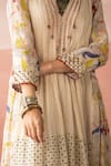 Swatti Kapoor_White Woven 40gm Chanderi Block Aziz Kurta With Slip  _at_Aza_Fashions