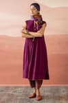 Buy_Swatti Kapoor_Purple Hand Woven Chanderi 40gm Solid Round Jabari Pintucked Kurta  _Online_at_Aza_Fashions