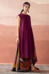 Shop_Swatti Kapoor_Purple Hand Woven Chanderi 40gm Solid Round Jabari Pintucked Kurta  _Online_at_Aza_Fashions