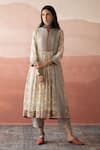 Buy_Swatti Kapoor_White Kurta Woven Chanderi 40gm Block Printed Lateefah  _at_Aza_Fashions