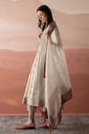 Buy_Swatti Kapoor_White Woven Striped Silk Organza Hand Block Printed Mariam Dupatta  _Online_at_Aza_Fashions