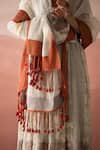 Shop_Swatti Kapoor_White Woven Striped Silk Organza Hand Block Printed Mariam Dupatta  _at_Aza_Fashions