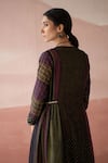 Swatti Kapoor_Black Kurta Woven Chanderi 40gm Block Printed Polka Nailah  _Online_at_Aza_Fashions