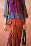 Swatti Kapoor_Multi Color Handwoven Yarn Dyed Silk Stripe Rita Draped Skirt  _Online_at_Aza_Fashions