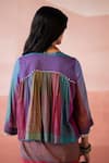 Swatti Kapoor_Multi Color Handwoven Yarn Dyed Silk Checkered Round Ryan Top _Online_at_Aza_Fashions