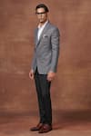 Buy_Raghavendra Rathore Jodhpur_Grey Wool Textured Regal Adventurers Tuxedo Jacket _at_Aza_Fashions