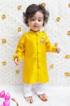 Buy_Byb Premium_Yellow Matka Silk Embroidered Gota Solid Kurta And Pyjama Set _at_Aza_Fashions