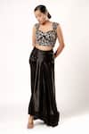 Buy_Harshita Jain_Black Gajji Silk Embroidered Sequin Floral Blouse And Skirt Set _at_Aza_Fashions
