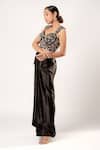 Harshita Jain_Black Gajji Silk Embroidered Sequin Floral Blouse And Skirt Set _Online_at_Aza_Fashions