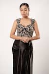 Shop_Harshita Jain_Black Gajji Silk Embroidered Sequin Floral Blouse And Skirt Set _Online_at_Aza_Fashions