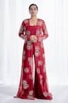 Buy_Harshita Jain_Red Sola Silk Net Embroidered Floral And Cutdana Jacket Pant Set  _at_Aza_Fashions