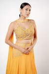 Shop_Harshita Jain_Yellow Chiffon Hand Embroidery Sequin V Floral Lehenga Blouse Set  _Online_at_Aza_Fashions