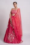 Harshita Jain_Pink Chiffon Hand Embroidery Sequin Straight Wave Pleats Blouse Lehenga Set _Online_at_Aza_Fashions