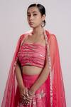 Shop_Harshita Jain_Pink Chiffon Hand Embroidery Sequin Straight Wave Pleats Blouse Lehenga Set _Online_at_Aza_Fashions