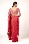 Shop_Harshita Jain_Red Satin Chiffon Hand Embroidery Sequin Floral Saree _at_Aza_Fashions
