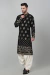 Shop_Aham-Vayam_Black Cotton Embroidered Thread And Sequin Work Sitaara Jahan Kurta Set _Online_at_Aza_Fashions