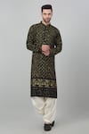 Buy_Aham-Vayam_Black Cotton Embroidered Thread And Sequin Work Suryaansh Kurta Set _Online_at_Aza_Fashions