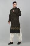 Shop_Aham-Vayam_Black Cotton Embroidered Thread And Sequin Work Suryaansh Kurta Set _Online_at_Aza_Fashions