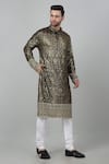 Buy_Aham-Vayam_Black Cotton Embroidered Thread Pulbangush Sequin Kurta Set _Online_at_Aza_Fashions