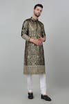 Aham-Vayam_Black Cotton Embroidered Thread Pulbangush Sequin Kurta Set _at_Aza_Fashions