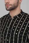 Shop_Aham-Vayam_Black Cotton Embroidered Thread Jahanuma Mughal Kurta Set _Online_at_Aza_Fashions