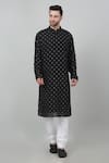 Aham-Vayam_Black Cotton Embroidered Thread And Sequin Work Jahaan Kurta Set _Online_at_Aza_Fashions