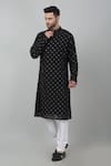 Shop_Aham-Vayam_Black Cotton Embroidered Thread And Sequin Work Jahaan Kurta Set _Online_at_Aza_Fashions