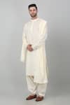 Shop_Aham-Vayam_Cream Cotton Embroidered Thread Taraana Kurta Set _Online_at_Aza_Fashions