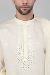 Aham-Vayam_Cream Cotton Embroidered Thread Taraana Kurta Set _at_Aza_Fashions