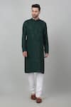Aham-Vayam_Green Cotton Embroidered Thread And Sequin Work & Kurta Set _Online_at_Aza_Fashions